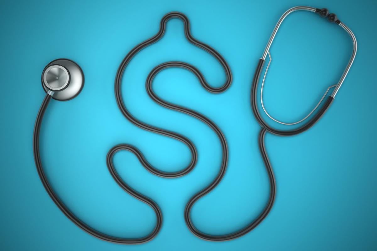 Stethoscope in the shape of a dollar sign